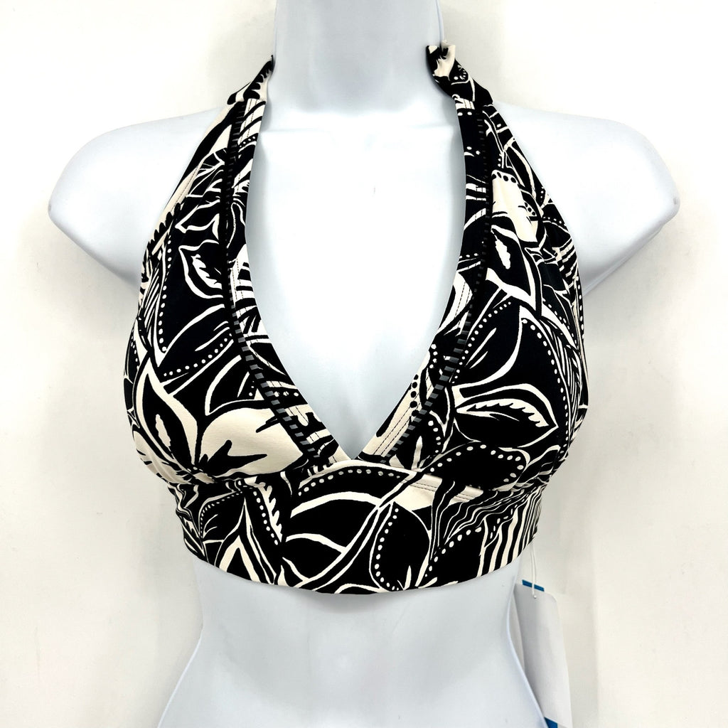 BLEU ROD BEATTIE Ciao Bella Banded Halter Top Size 4 Black White Floral NWT