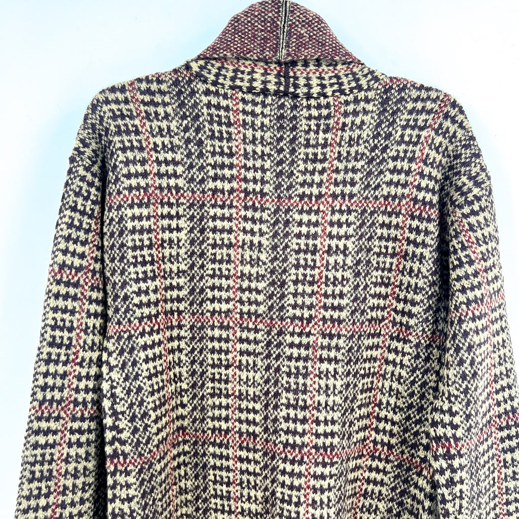 LETY & ME Womens Longline Knit Coatigan Small Burgundy Red Multi NWT