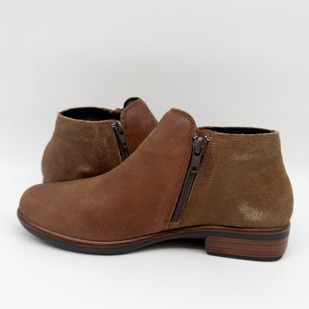 Naot Womens Helm Ankle Boots EU 36 US 5 Cognac Brown Leather Suede NIB