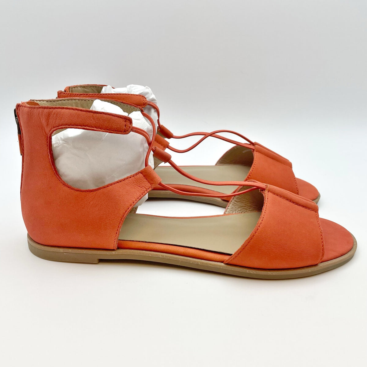 Eileen Fisher Womens Rose Sandals Size 6.5 Orange Leather Flats NIB