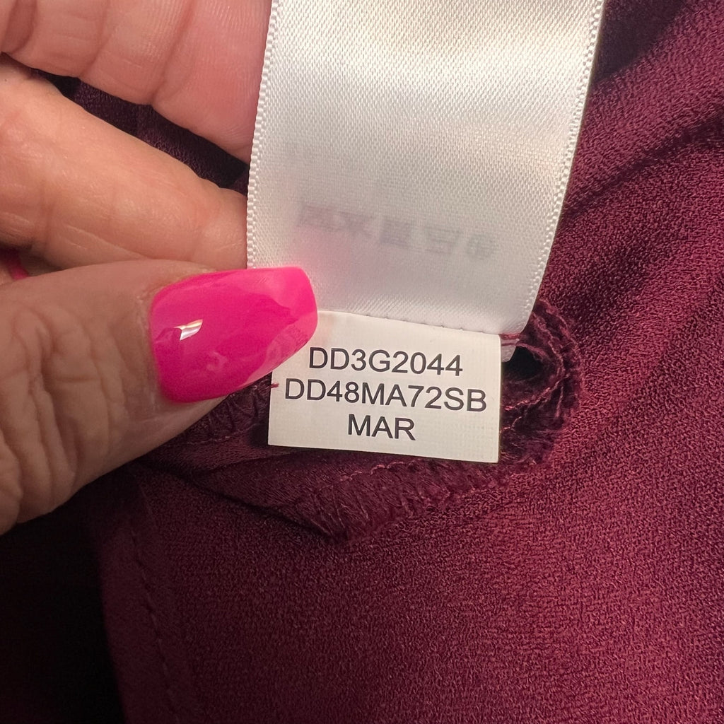 DKNY Women's Sleeveless Faux Wrap Midi Dress Size 6 Red Maroon Draped NWT