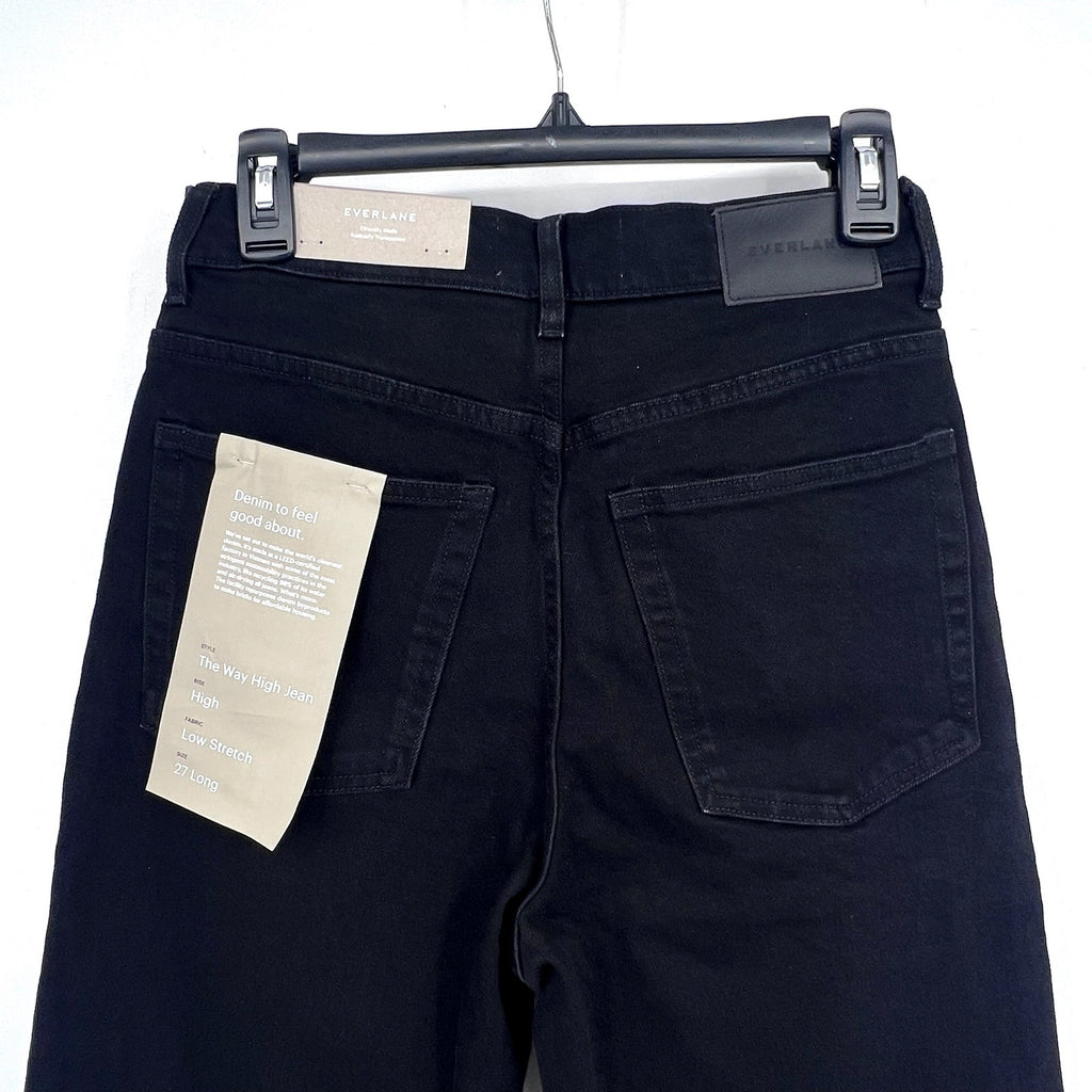 EVERLANE Womens Way-High Jeans 27x29 US 4 LONG Black Straight Organic Cotton NWT