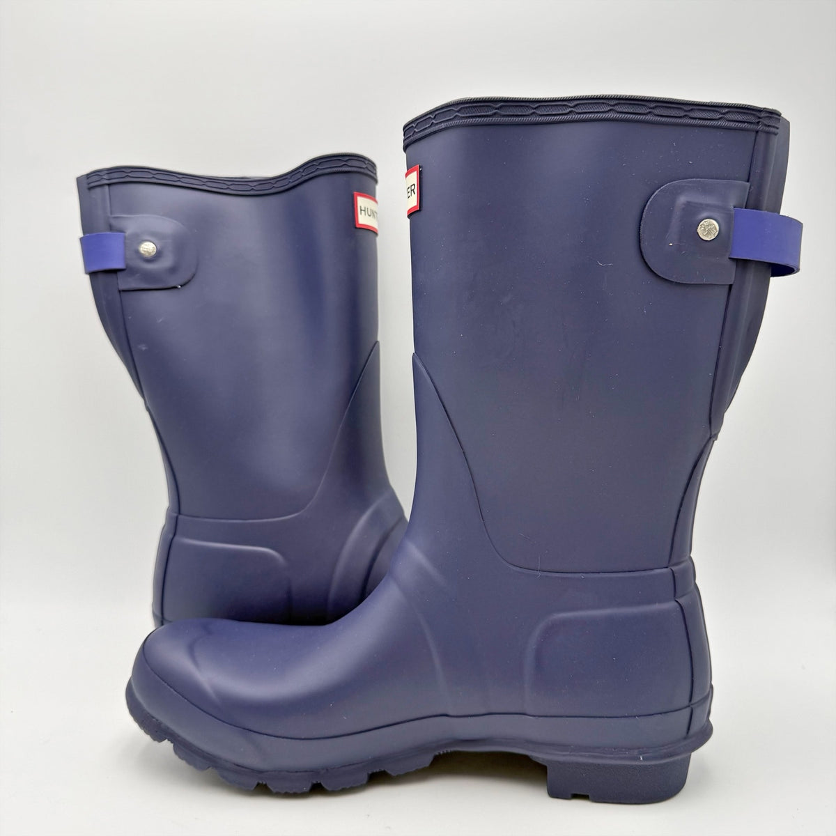 Hunter Womens Original Short Rain Mid Boots US 8 EU 39 Navy Blue Waterproof NWOB