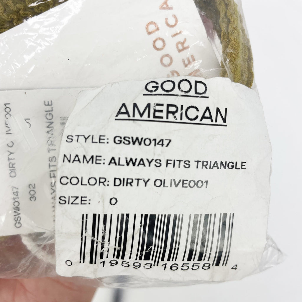 Good American Always Fits Triangle Bikini Top Size 0 XS Swim Dirty Olive NWT