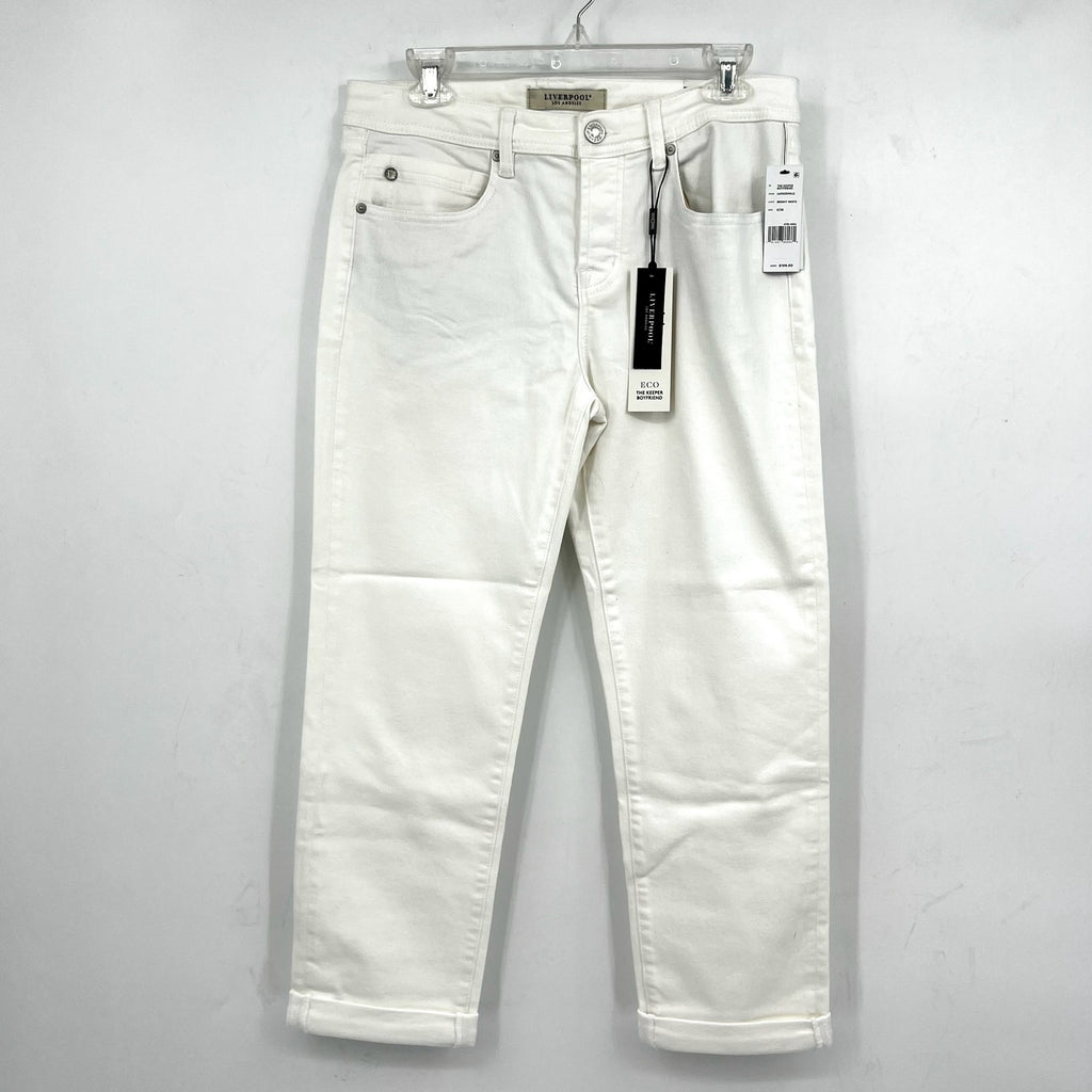 LIVERPOOL Women's Keeper Boyfriend Jeans US 6 SIZE 28 Bright White Cuff NWT