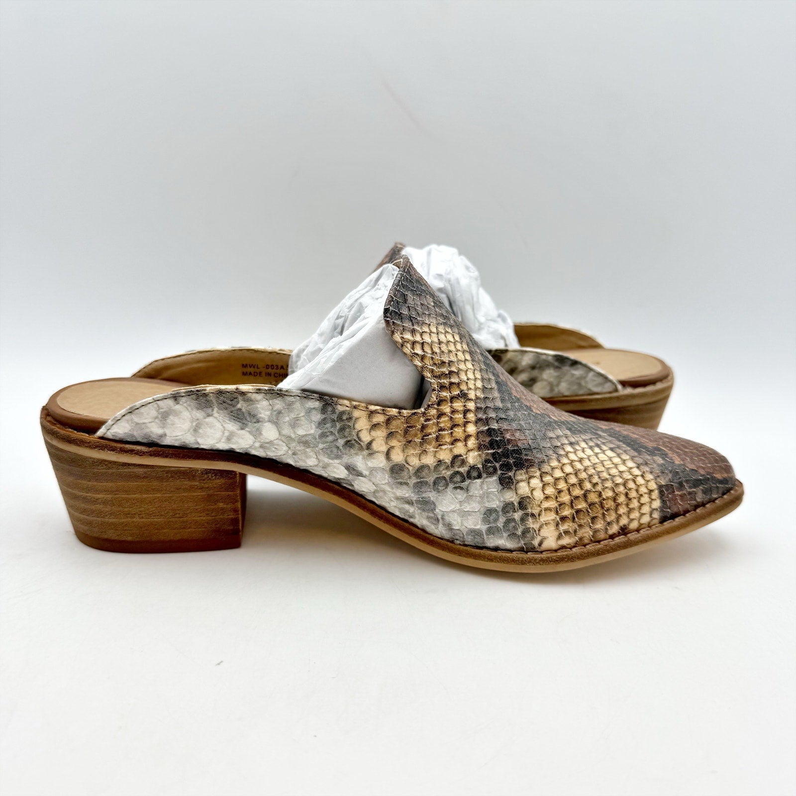 Chinese Laundry Womens Marnie Mules Size 5.5 EU 36 Brown Snake Print NIB