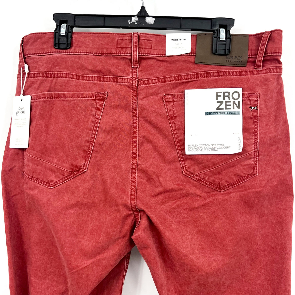 BRAX Men's Chuck Modern Fit Chino Pants 36x32 Burnt Red Frozen Color NWT
