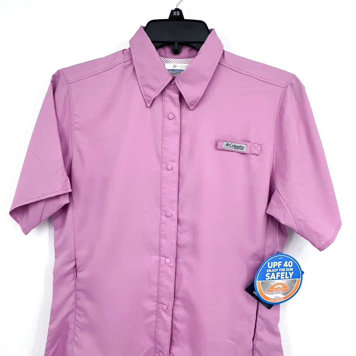 COLUMBIA Womens PFG Tamiami II Shirt XS Light Pink Short Sleeve NWT