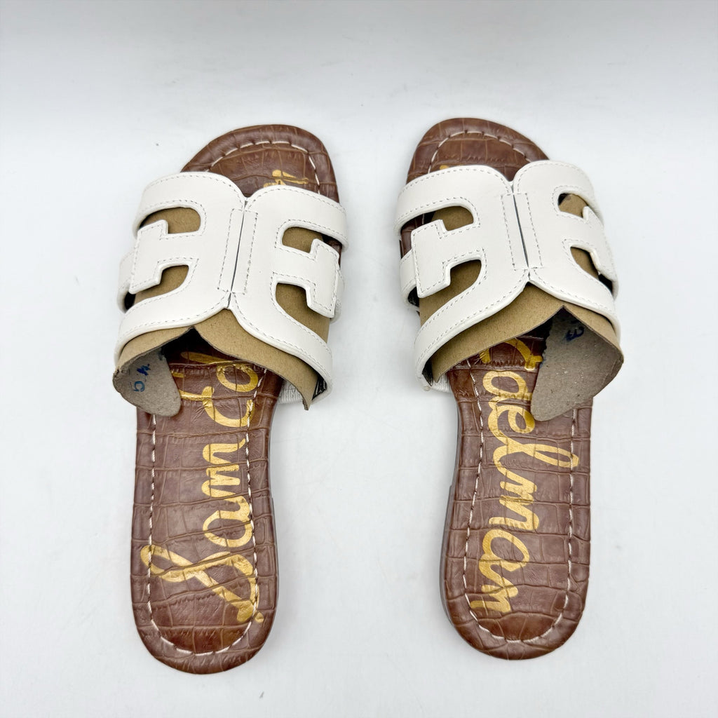 Sam Edelman Kids Bay Slide Sandals Size 13 White Leather Flats NIB