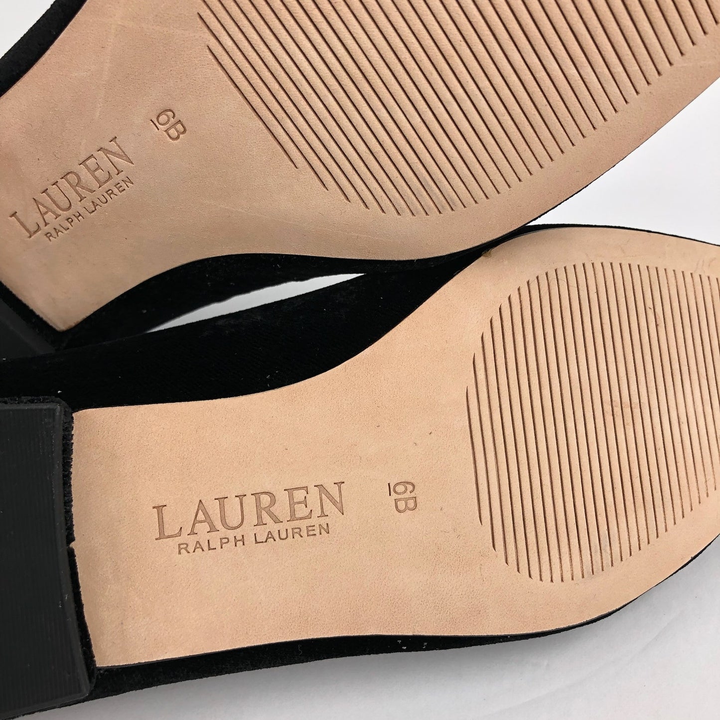 LAUREN RALPH LAUREN Lilah Velvet Ballet Flat Size 6 Black Pointed Toe Logo NWOB