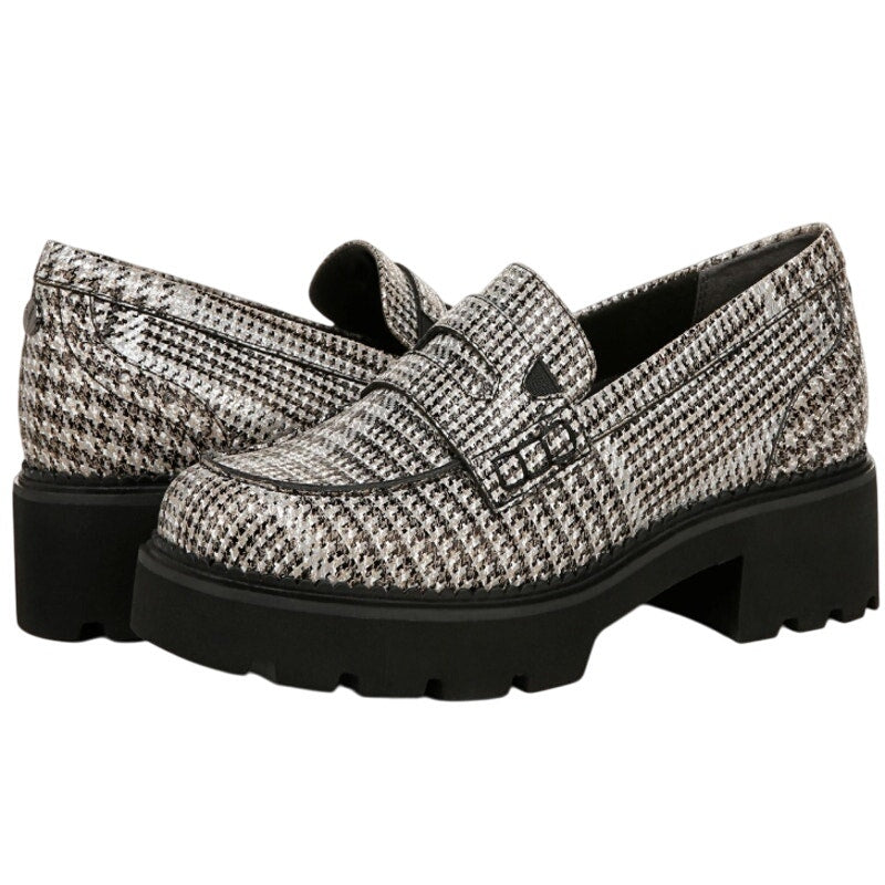 Vionic Womens Fillmore Heeled Loafers US 6 M EU 36 Black White Suede NIB