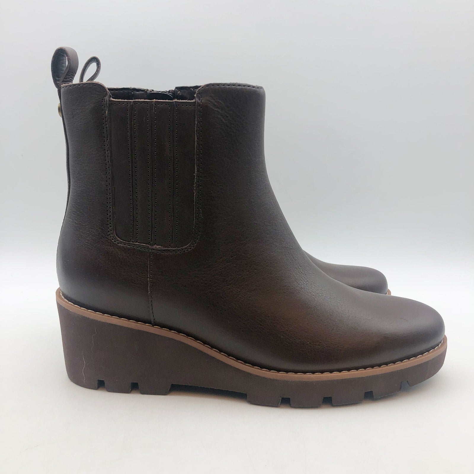 Vionic Womens Aria Ankle Booties US 7.5 WIDE EU 38 Brown Leather Boots NWOB