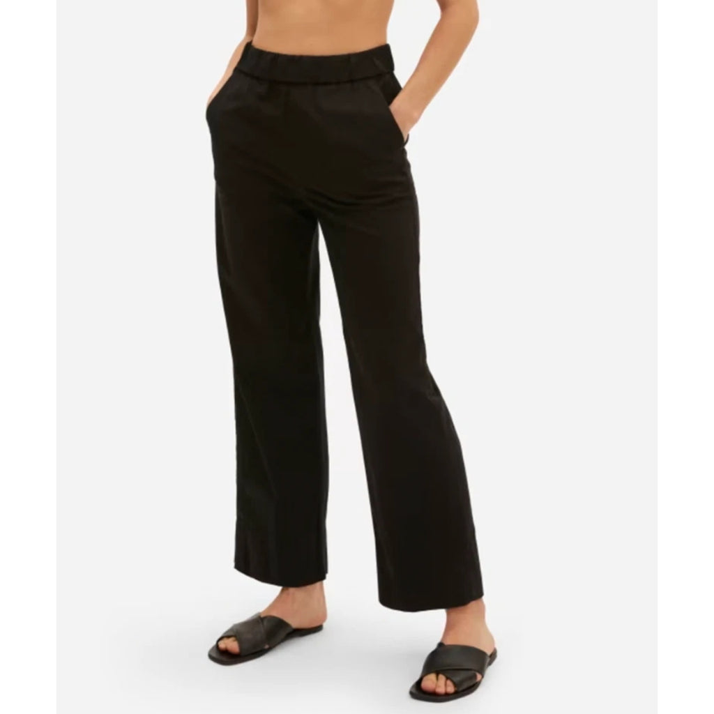 EVERLANE Womens The Easy Pants Medium Black Straight Leg Chino Twill Stretch NWT