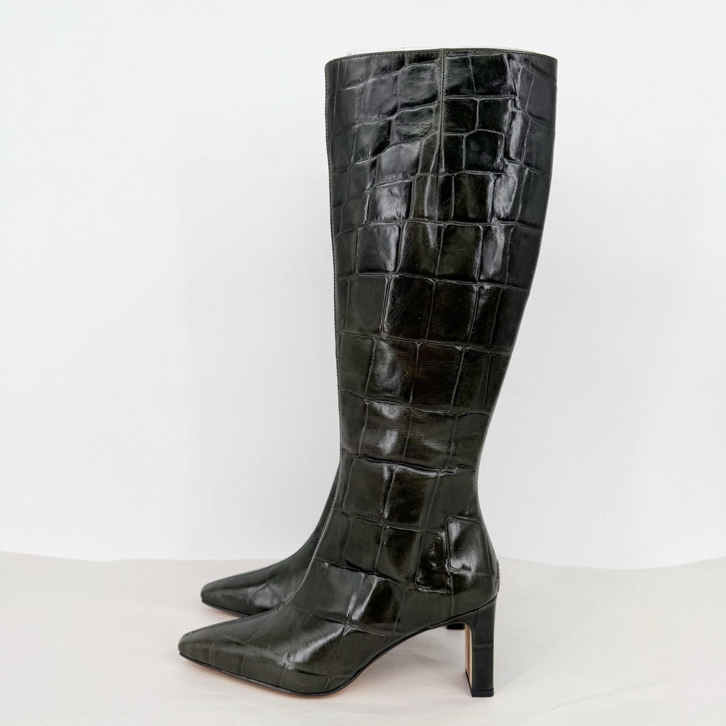 Sam Edelman Womens Sylvia Knee High Boots US 6.5 M Deep Olive Green Leather NWOB