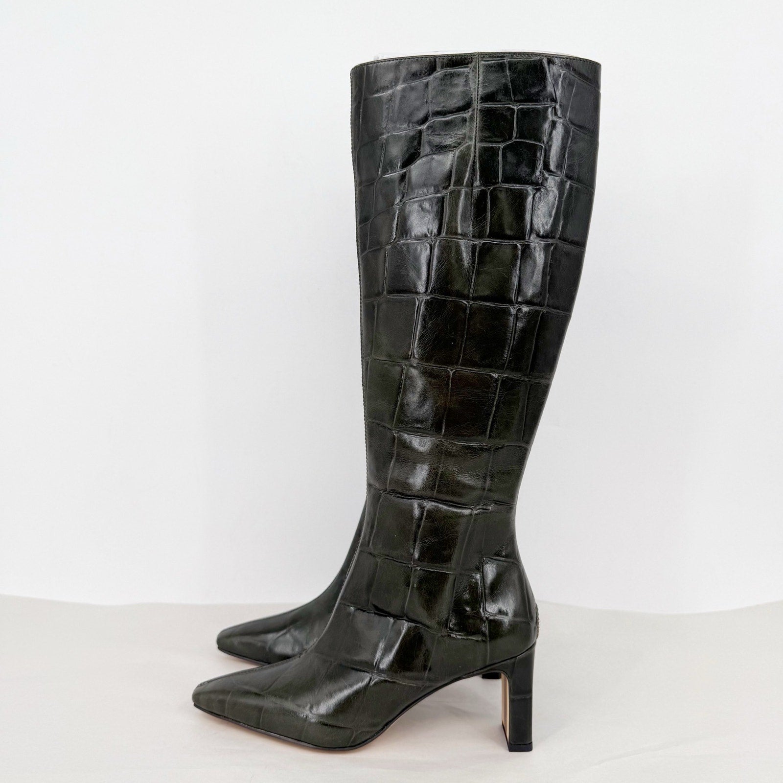 Sam Edelman Womens Sylvia Knee High Boots US 6.5 M Deep Olive Green Leather NWOB