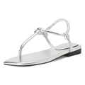 Marc Fisher Womens LTD Maycee Flat Sandals US 6.5 M Silver Leather Thongs NIB