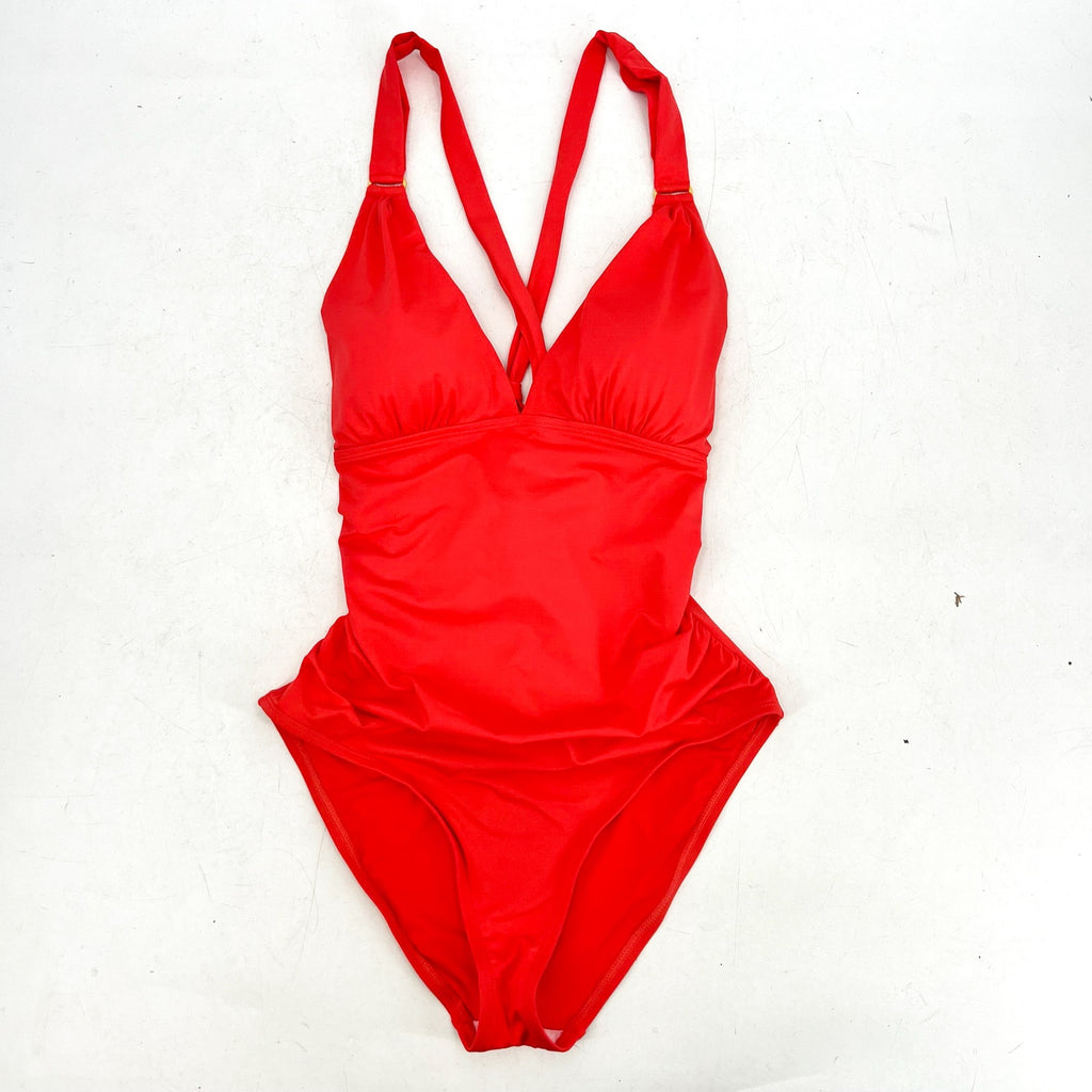 TOMMY BAHAMA Novelty Pearl One Piece Swimsuit Size 8 Pink Coral V neck NWT