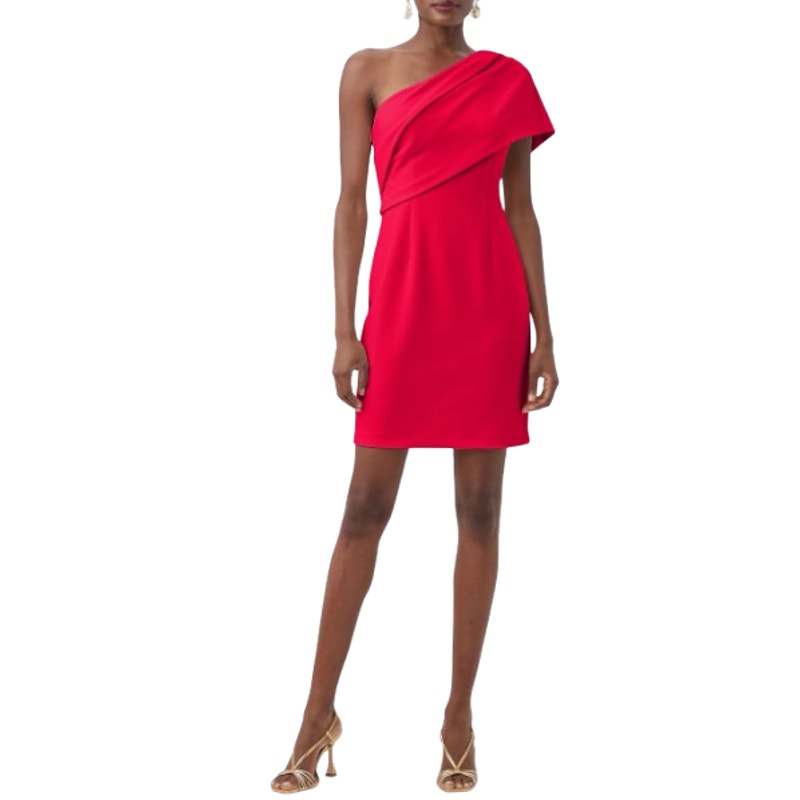 TRINA TURK Women's One-Shoulder Makina Dress Size 14 Pink Coral Asymmetric NWT