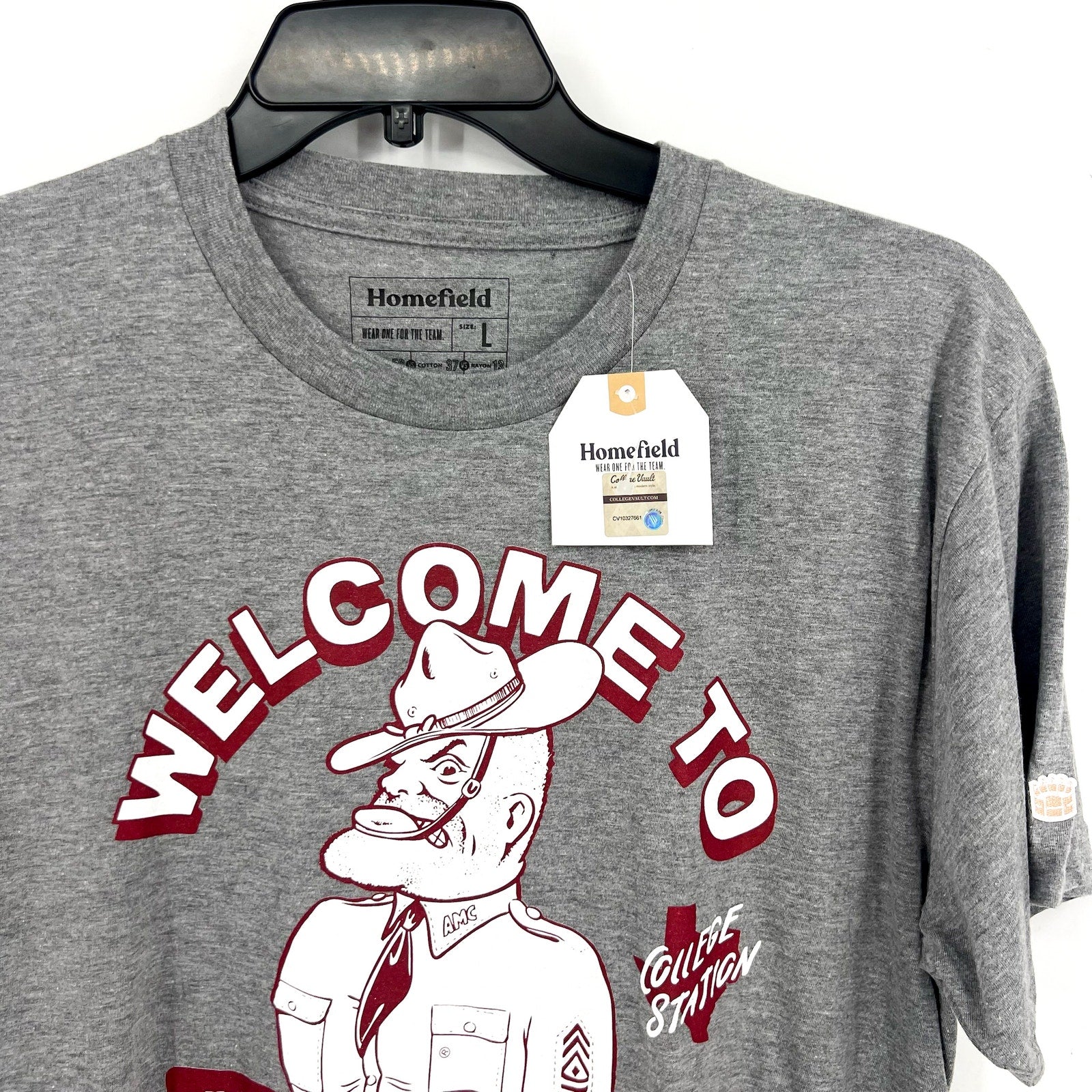 HOMEFIELD Mens Texas A&M Welcome to Aggieland T-Shirt Large Heather Grey NWT