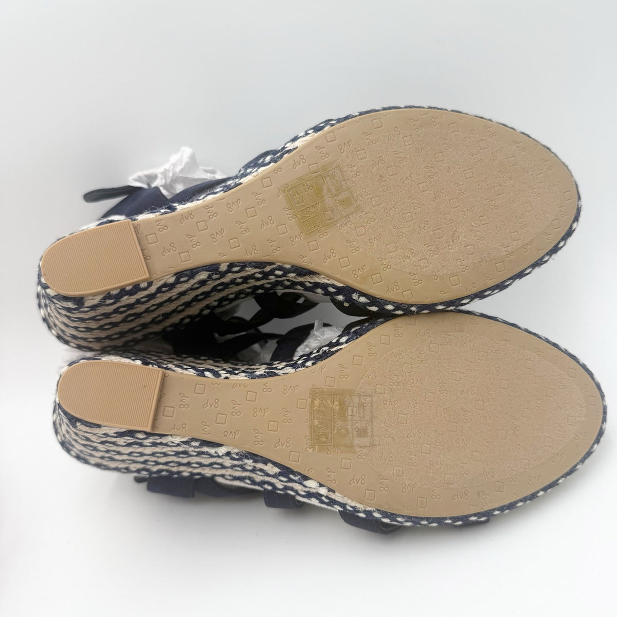 DOLCE Vita Womens DV8 Plume Wedge Sandals Size 9.5 Navy Blue Canvas NWOB