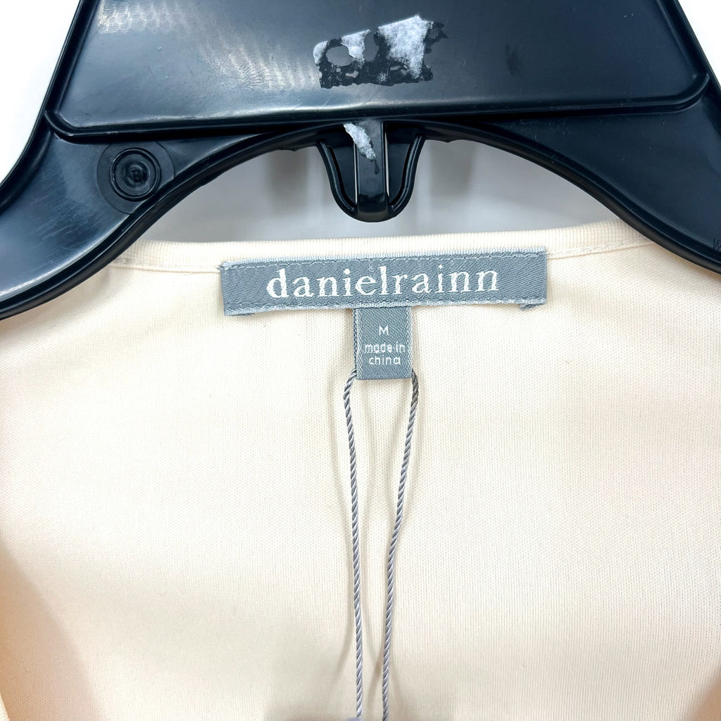 DANIEL RAINN Womens Pleated Peplum Blouse Medium Ivory Long Sleeve NWT