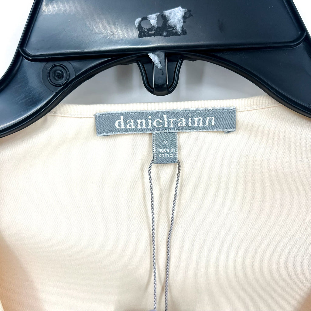 DANIEL RAINN Womens Pleated Peplum Blouse Medium Ivory Long Sleeve NWT