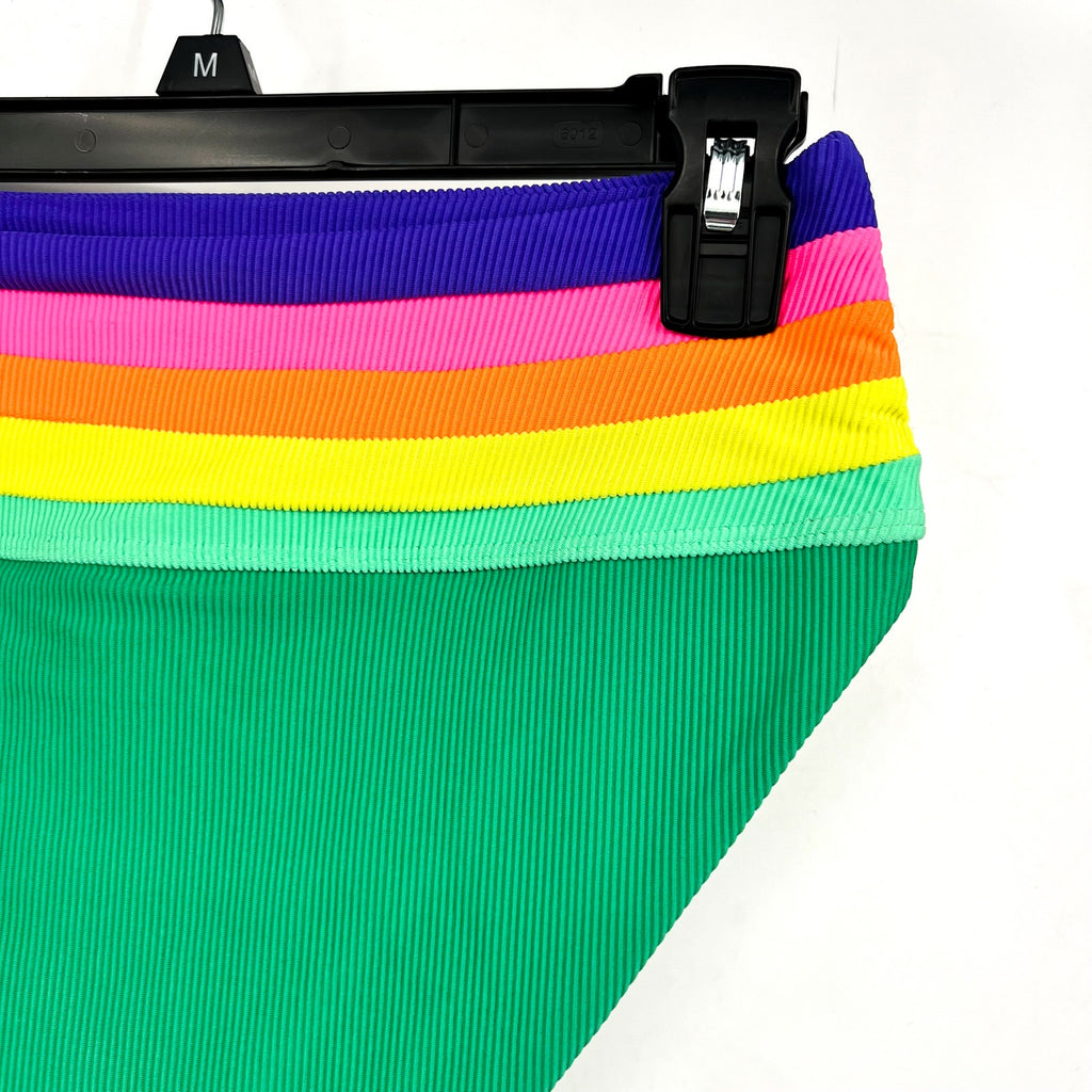 BEACH RIOT Millie Bikini Bottom Large Green Technicolor Colorblock NWT
