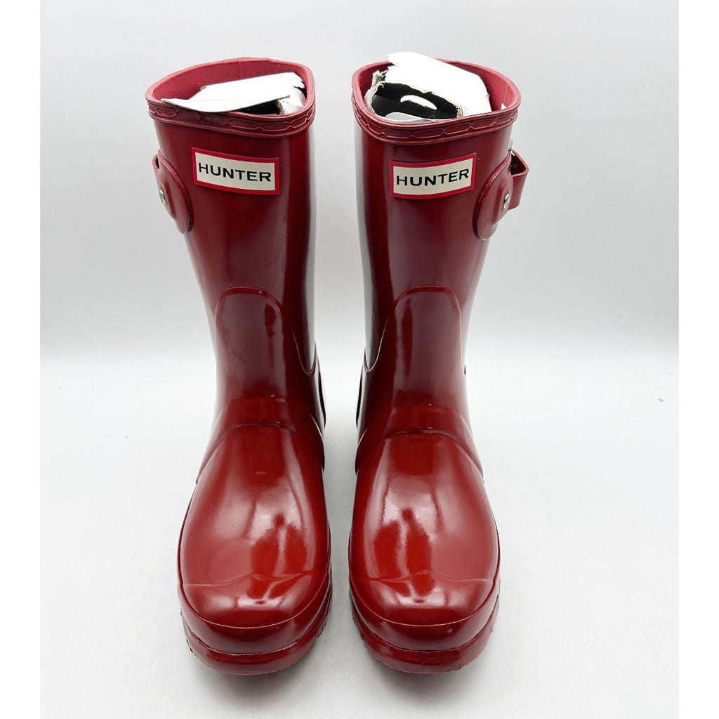 Hunter Womens Original Short Gloss Boots US Size 6 EU 37 Military Red NIB