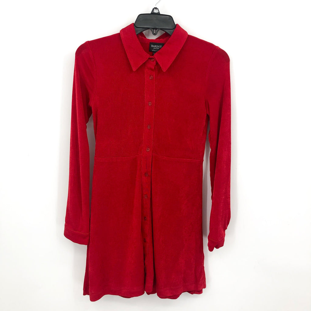 BARDOT JUNIOR Girl's Krista Mini Shirt Dress Size 14 Fire Red Long Sleeves NWT