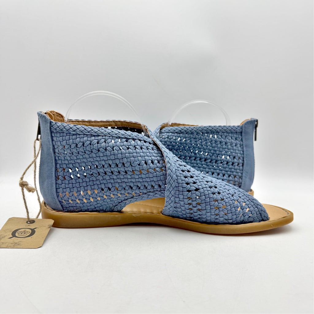 Born Womens Iwa Mac Cross-Front Sandals US 11 M EU 41.5 Blue Fabric NWOB