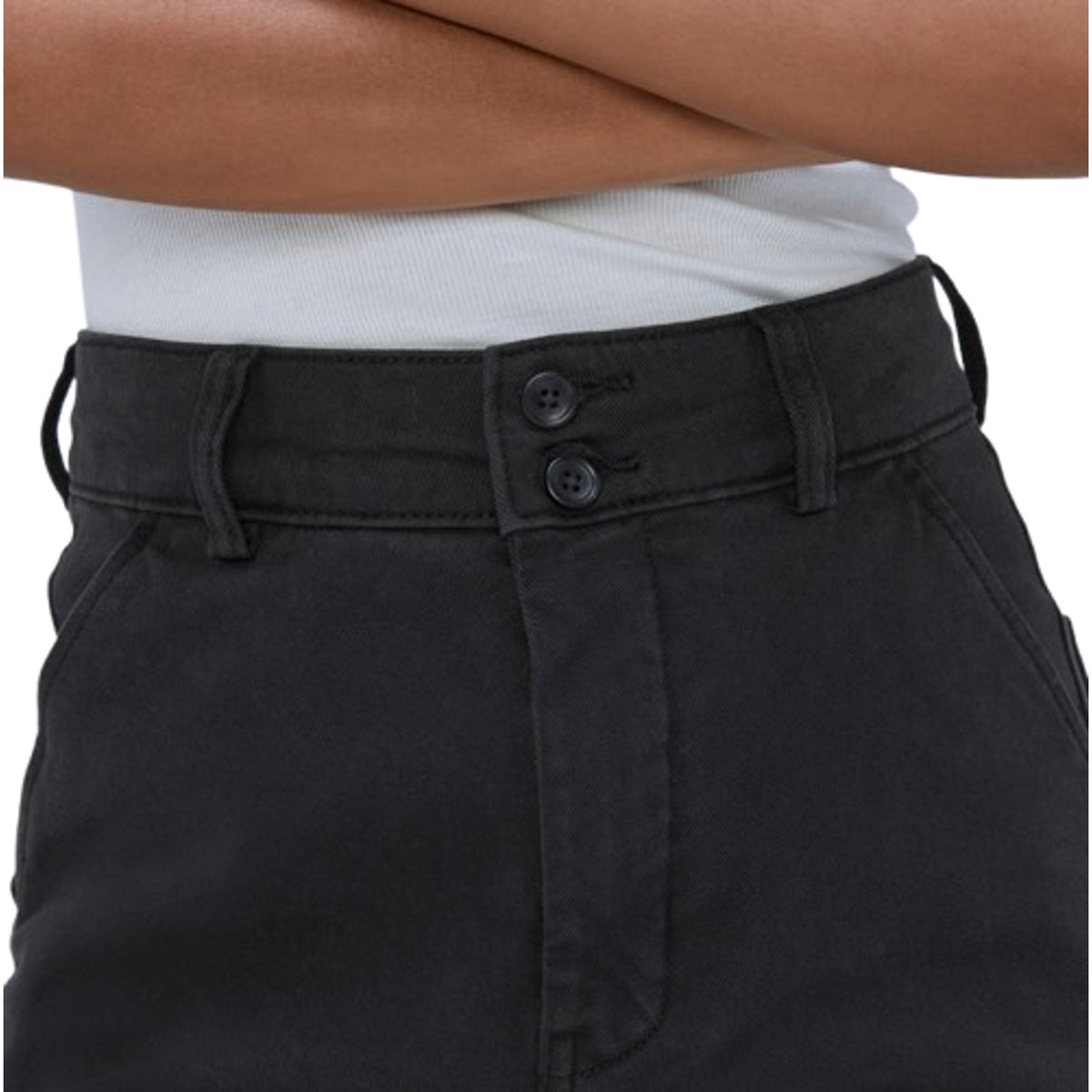 EVERLANE Womens Organic Wide-Leg Crop Pants Size 4 Black Chino Stretch Twill NWT