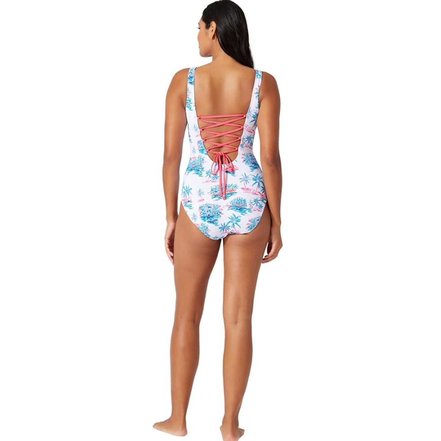 TOMMY BAHAMA Island Cays Oasis One-Piece Swimsuit Size 14 Pink Reversible