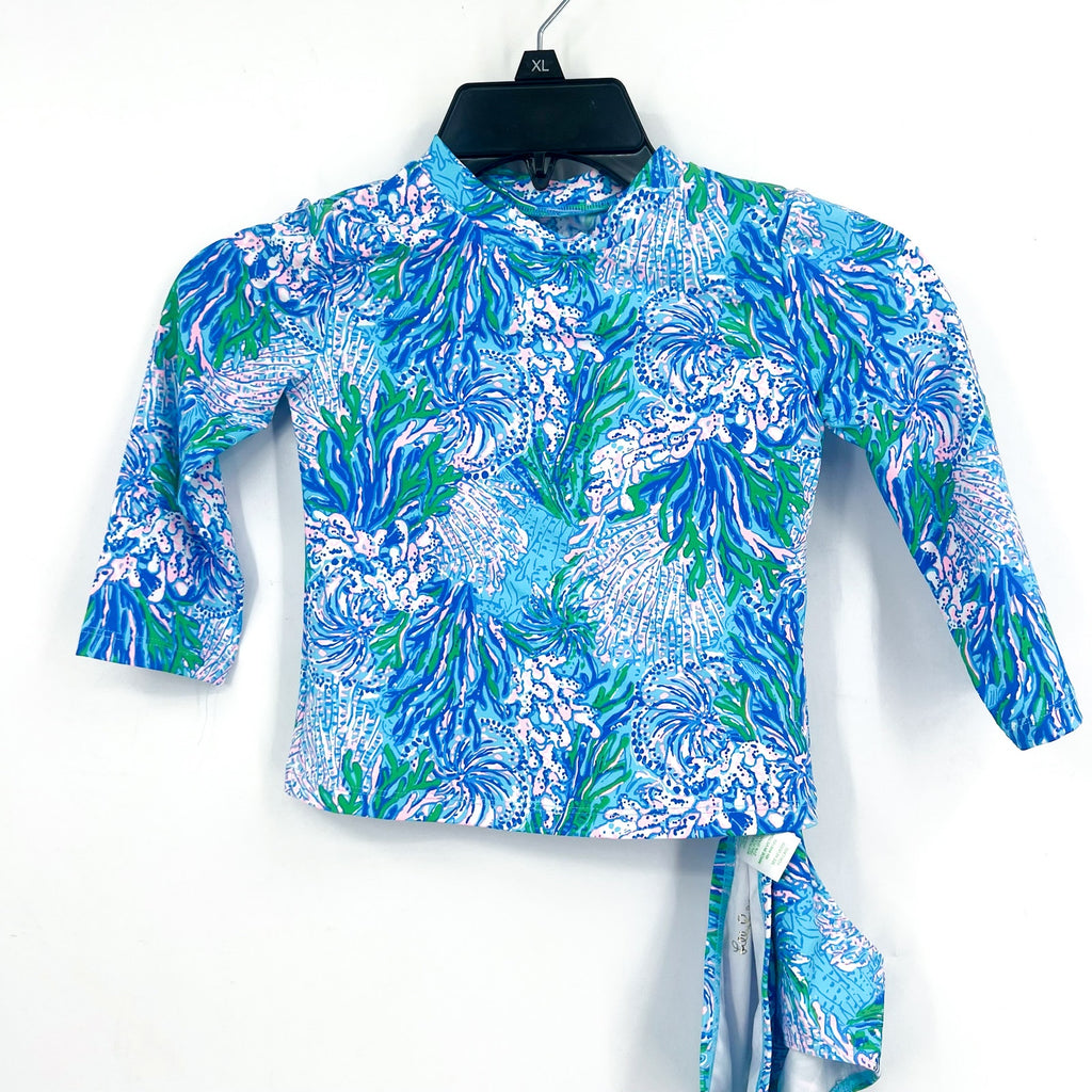 LILLY PULITZER Girls Bobby Rashguard Swimsuit Set Size 7 Los Olas Aqua Blue NWT