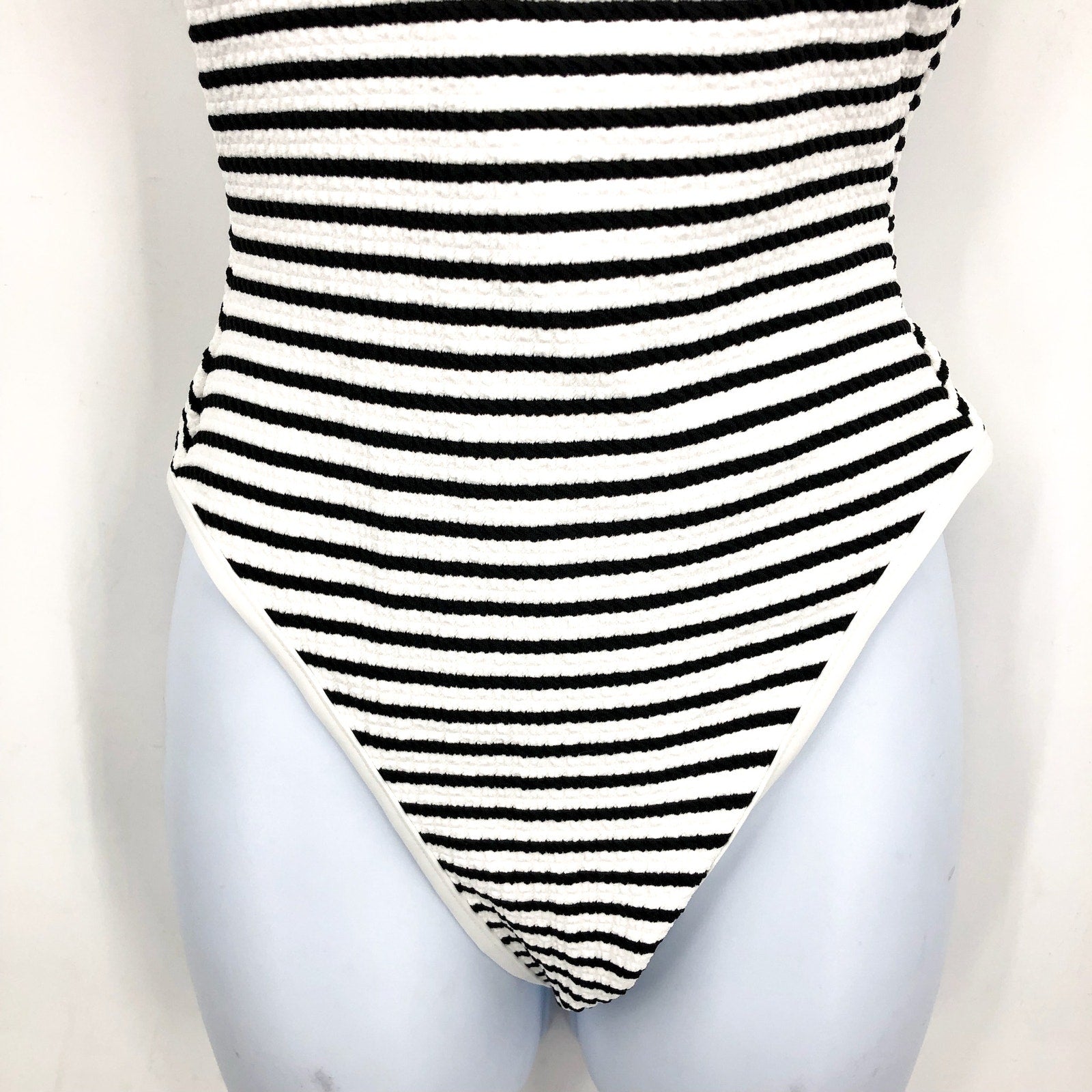 L*SPACE Coco Classic One-Piece Swimsuit XS Black White Sail Along Stripe NWT