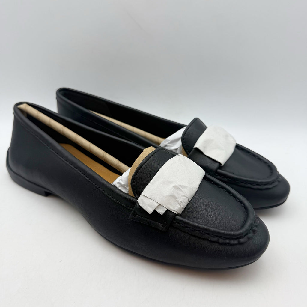 Franco Sarto Womens Faris Slip On Flats US 9.5 Black Vegan Leather Loafers NIB