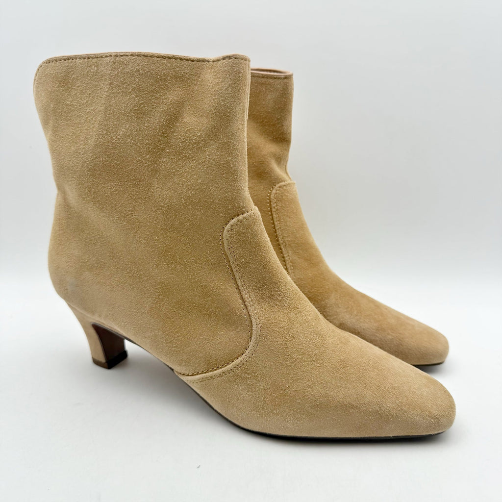 Franco Sarto Womens Alexandria Heeled Ankle Bootie US 6.5 M Brown Suede NWOB