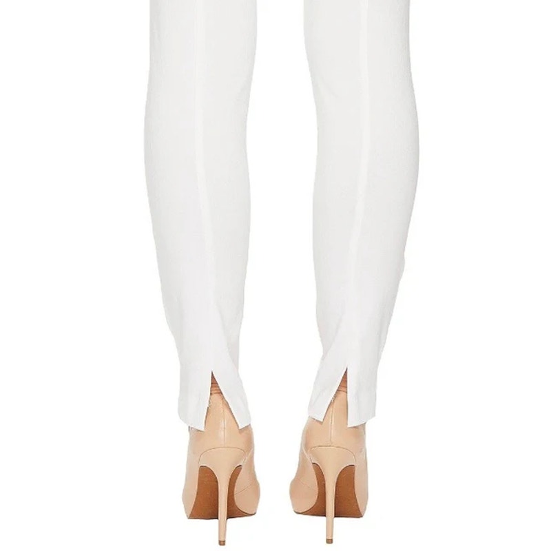 ELLIOTT LAUREN Women's Classic Pull-On Ankle Pants Size 12 White Back Slit NWOT