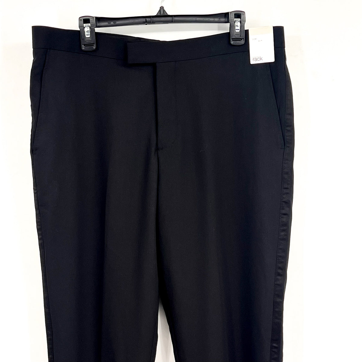 NORDSTROM RACK Men's Straight Leg Dress Pants 36R Black Flat Front Trim Fit NWT