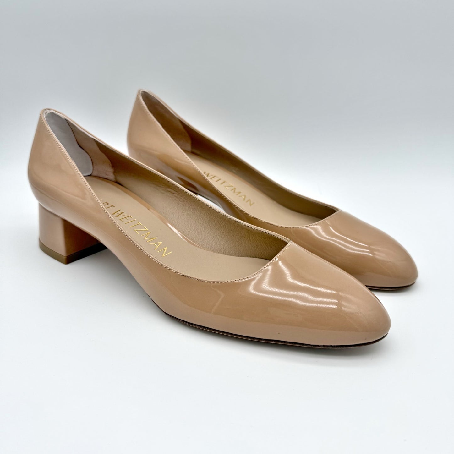 Stuart Weitzman Womens Vivienne 35 Pumps US 8 Nude Patent Leather Heels NIB