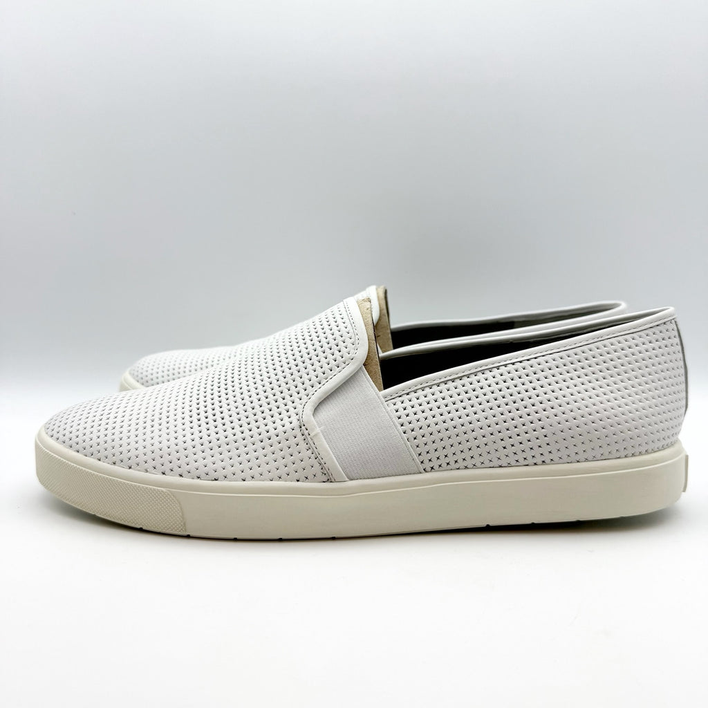 Vince Womens Blair 5 Perforated Slip On Sneaker SIZE 11 White Nubuck Leather