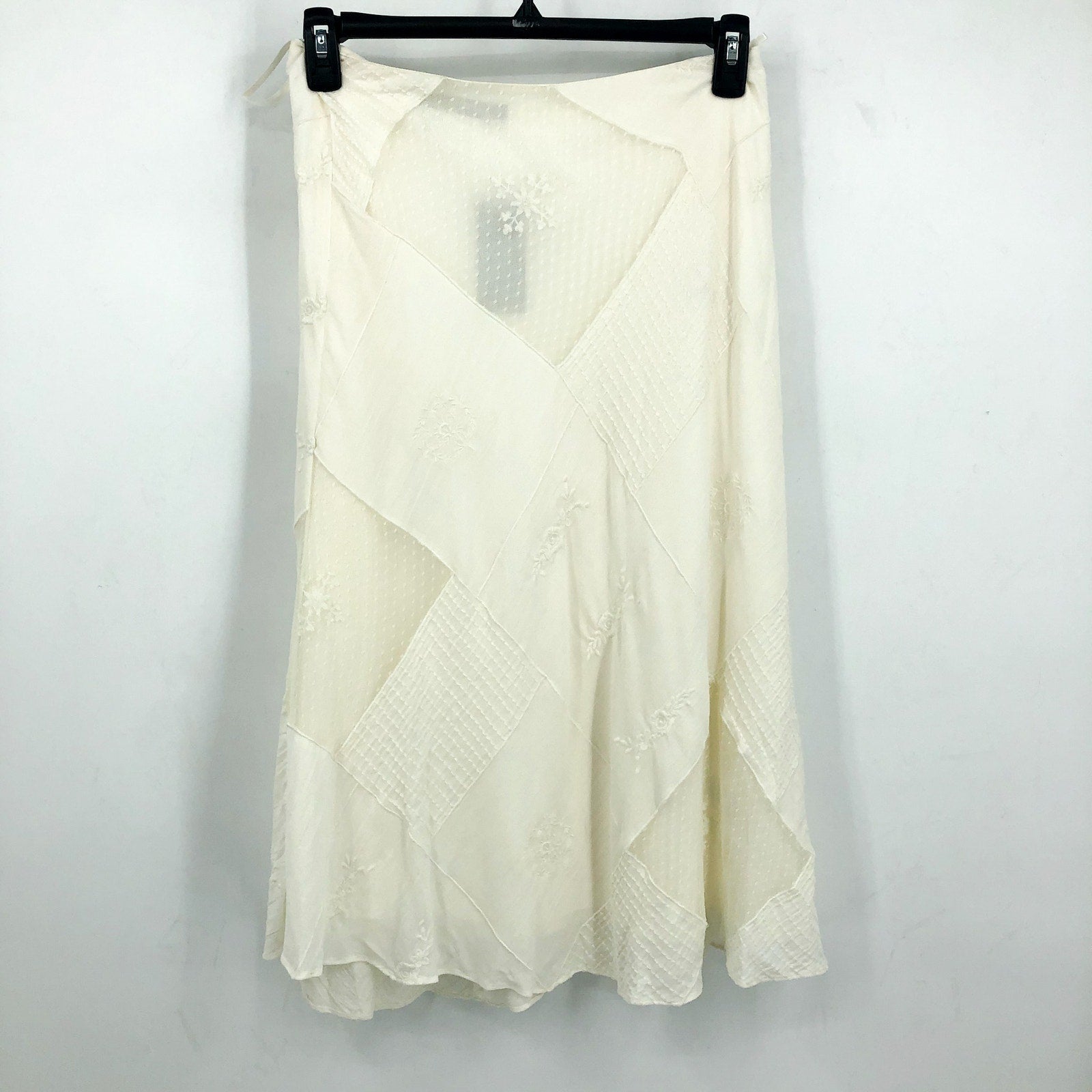 LAUREN RALPH LAUREN Women's Mesh Lace Midi Flared Skirt Size 6 White