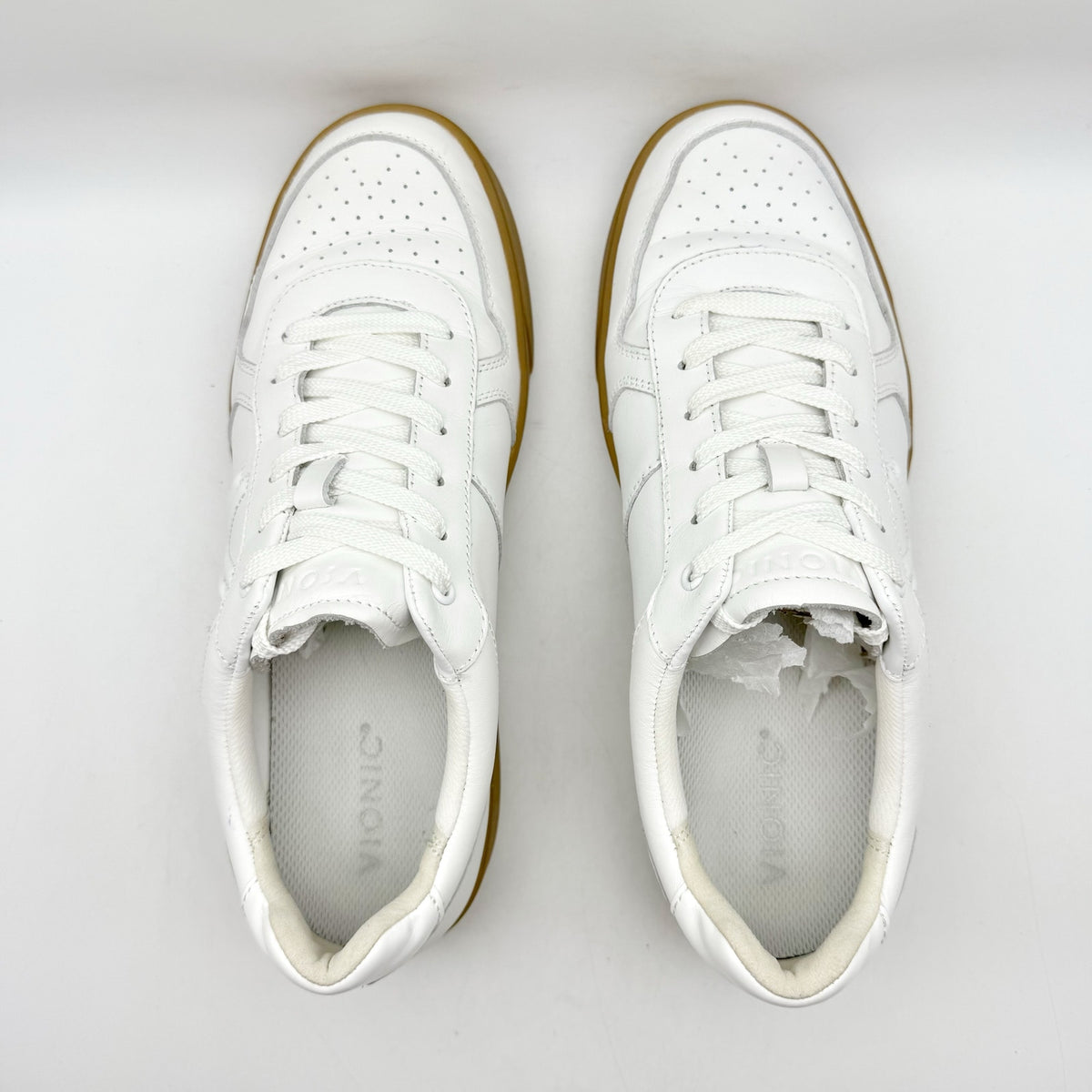 VIONIC Womens Kimmie Casual Court Sneakers Size 9.5 Wide White Leather NWOB