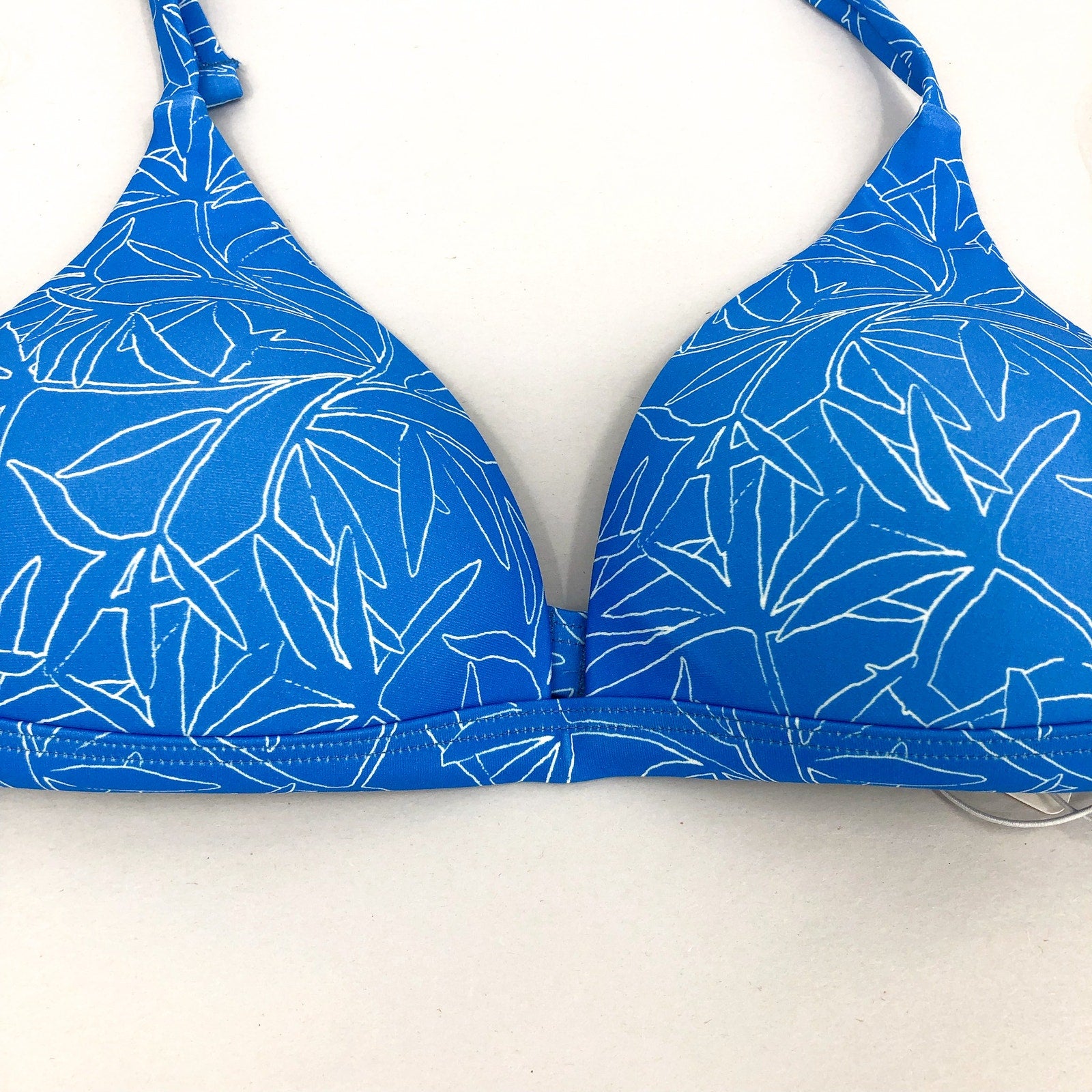 PRANA Women's Lexie Halter Bikini Top XS Blue Floret Print UPF 50+ NWT