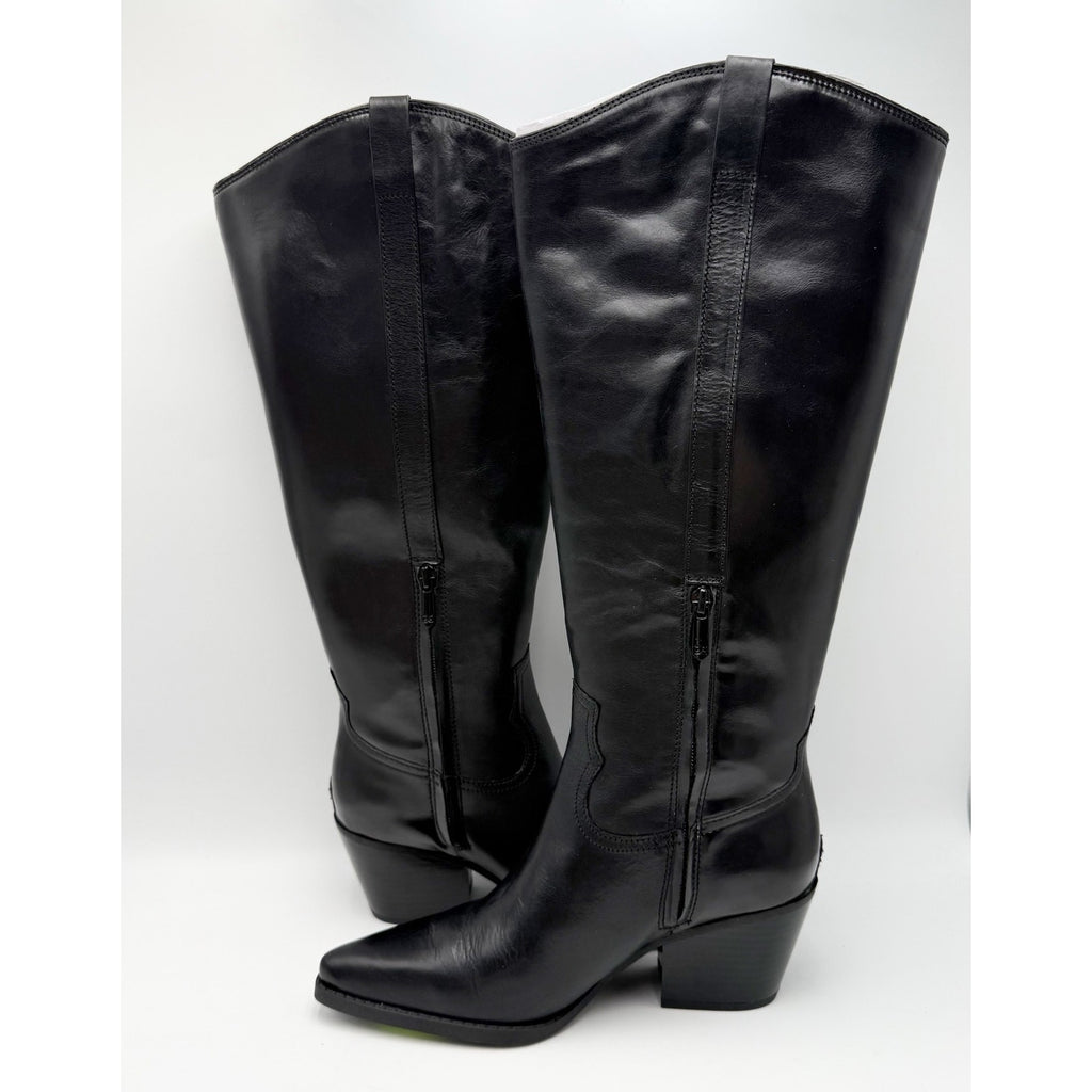 Sam Edelman Womens Wyatt Knee High Boots US 7.5 M Wide Calf Black Leather NWOB
