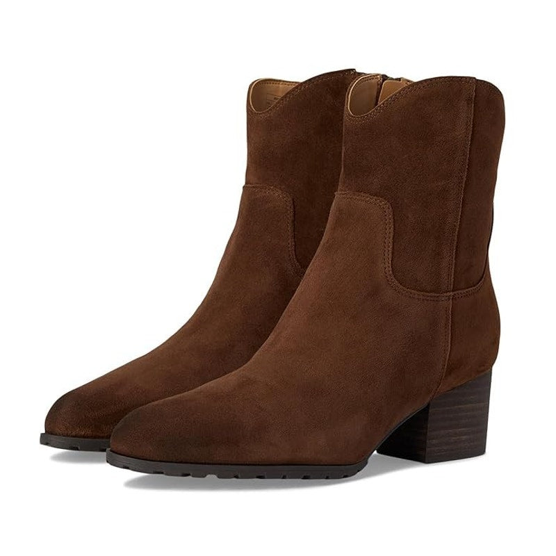 VIONIC Womens Bishop Western Ankle Boots US 6.5 Brown Suede Water Repellent NWOB