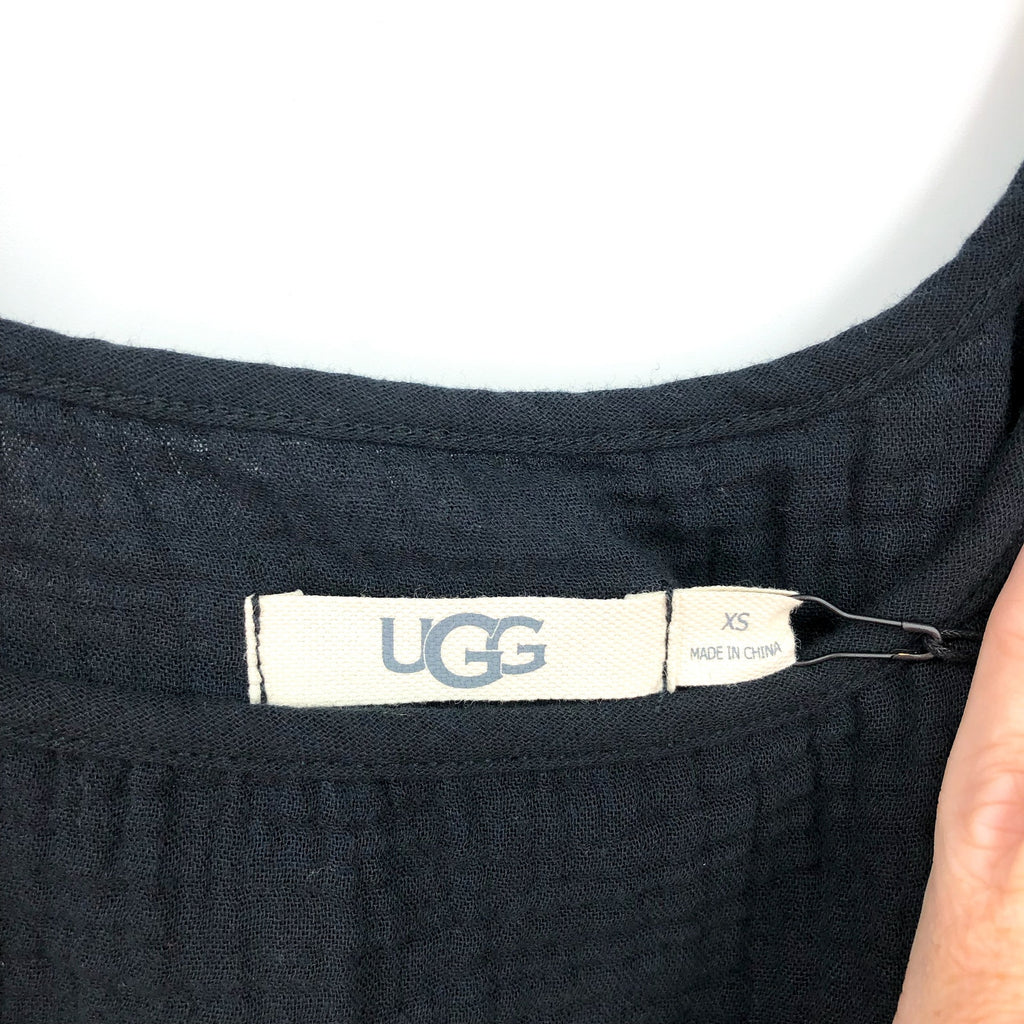UGG Women's Cinthia Tank Cami XS Tarr Black Cropped Cotton Gauze NWT