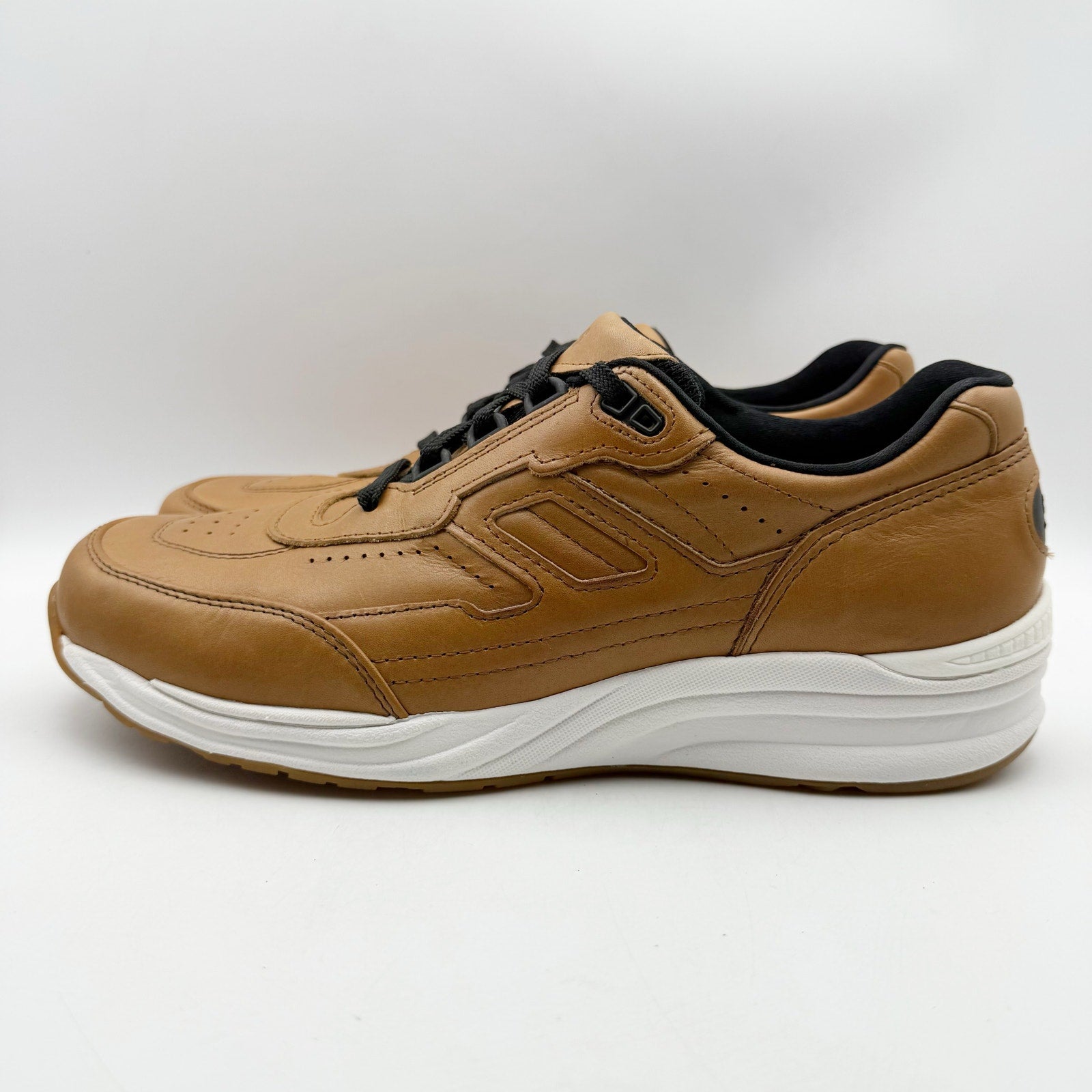 SAS Mens Journey Lux Leather Sneakers US 9.5 M Brown White Lace Up NIB