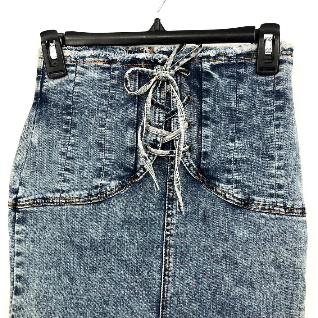 BARDOT Girls Corset Denim Skirt US 18 XXL Blue Acid Wash Cotton NWT