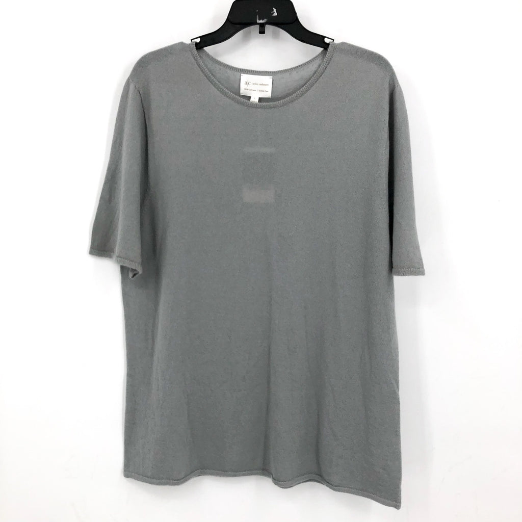 ACTIVE CASHMERE Men's Fine Cashmere T-Shirt Large Light Grey Short Sleeve NWT