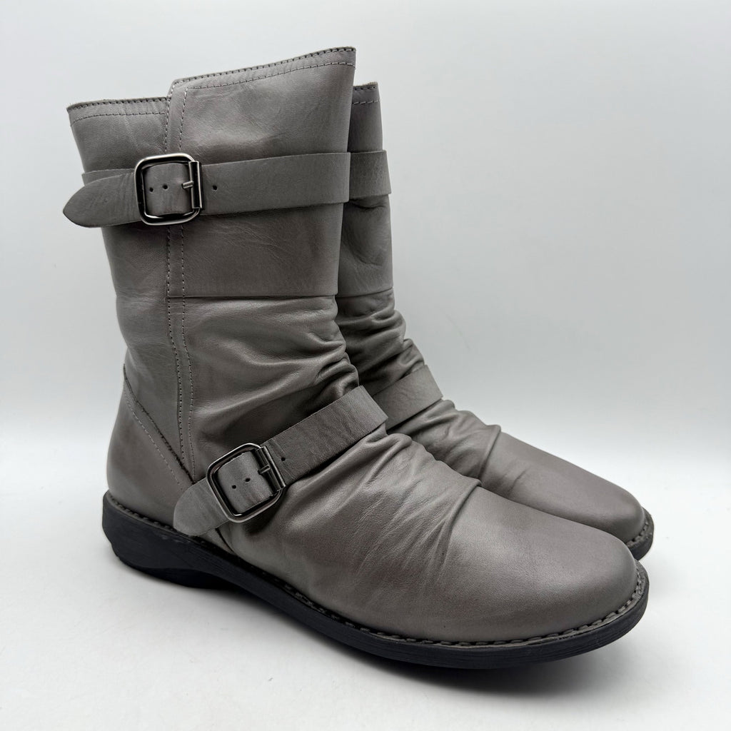 Miz Mooz Womens Pasha Mid Calf Boots EU 39 US 8.5 Grey Leather NIB